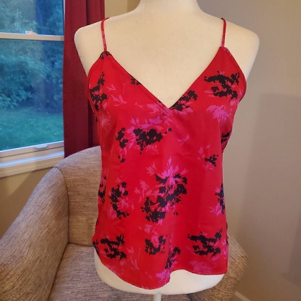 NWT A New Day Red Floral Satin Tanktop XS